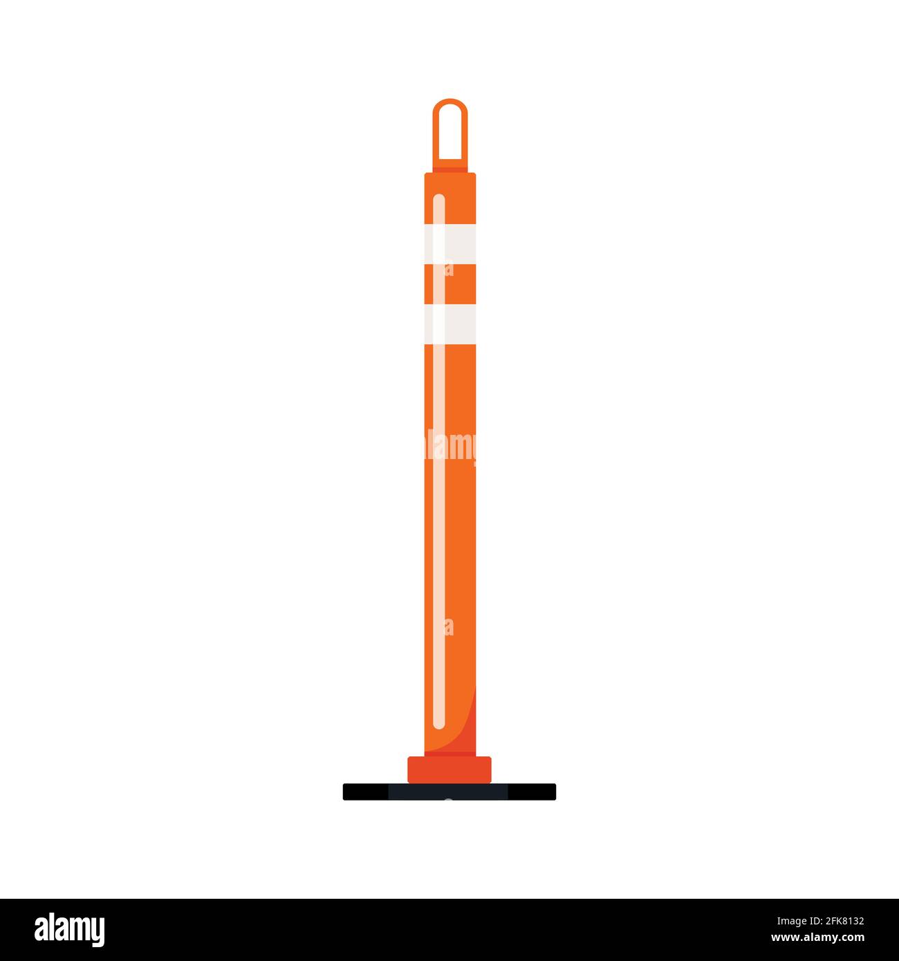 Orange cylinder delineator post barrier isolated on white background. Stock Vector