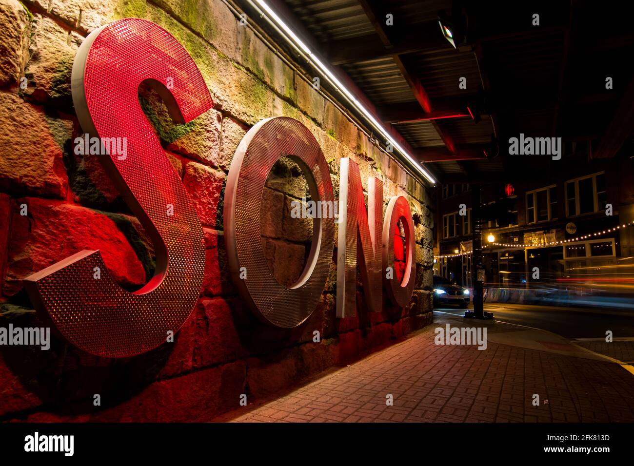 NORWALK, CT, USA APRIL 24, 2021 SONO South Norwalk sign under