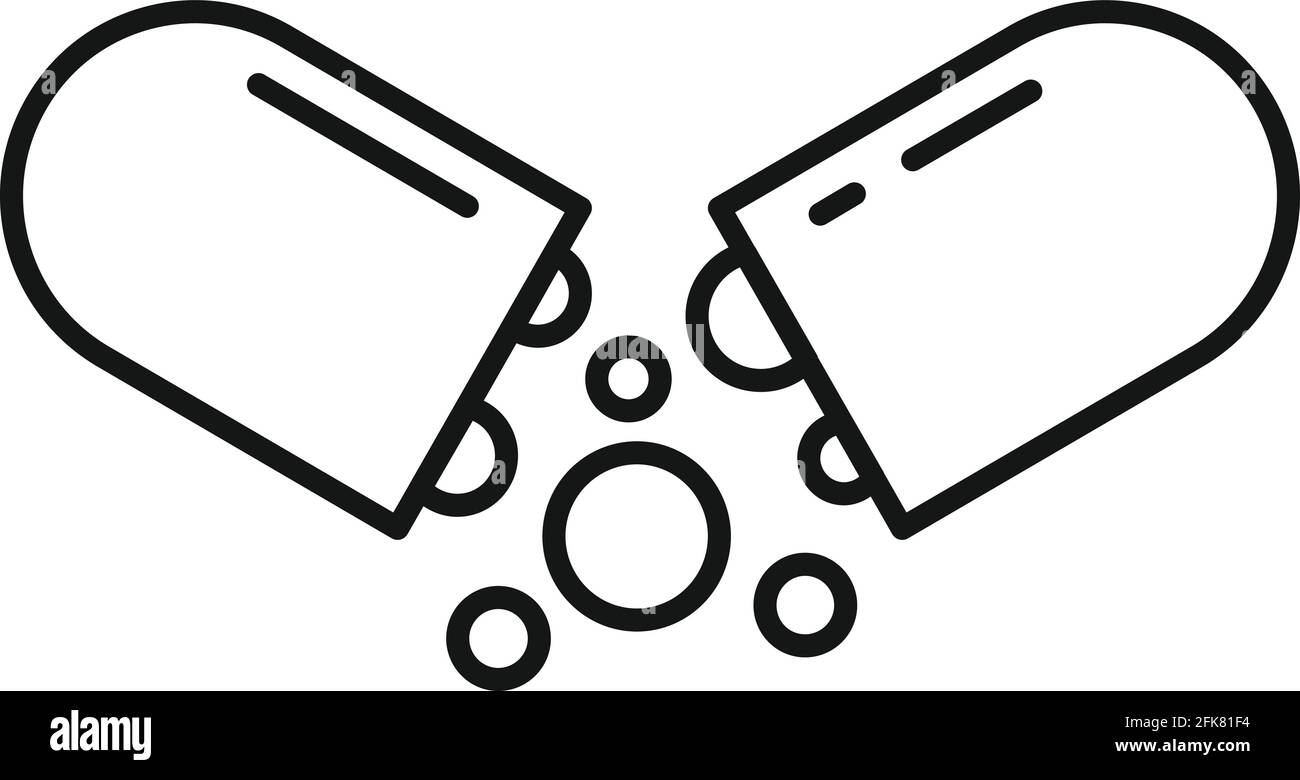 Digestion capsule icon, outline style Stock Vector