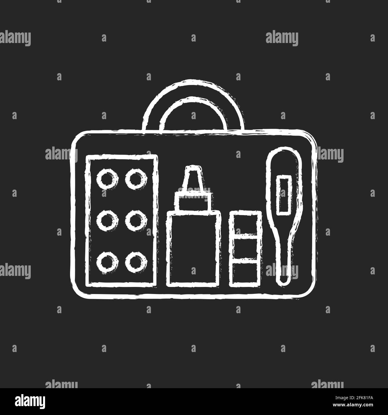 Small first aid kit chalk white icon on black background Stock Vector ...