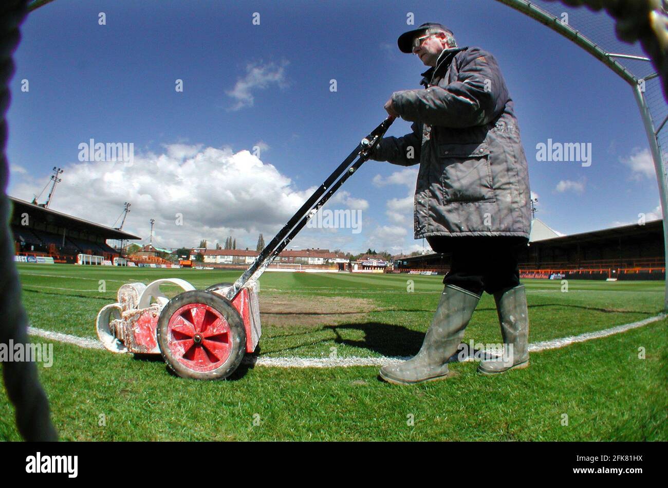 Football Club May 2001 Ron Sturgess, head groundsman goes over