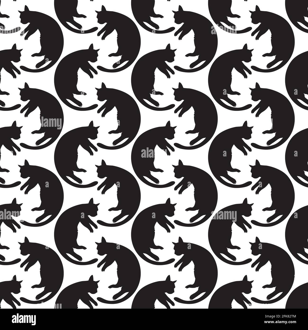 Seamless pattern with black cat silhouette. Vector background Stock ...