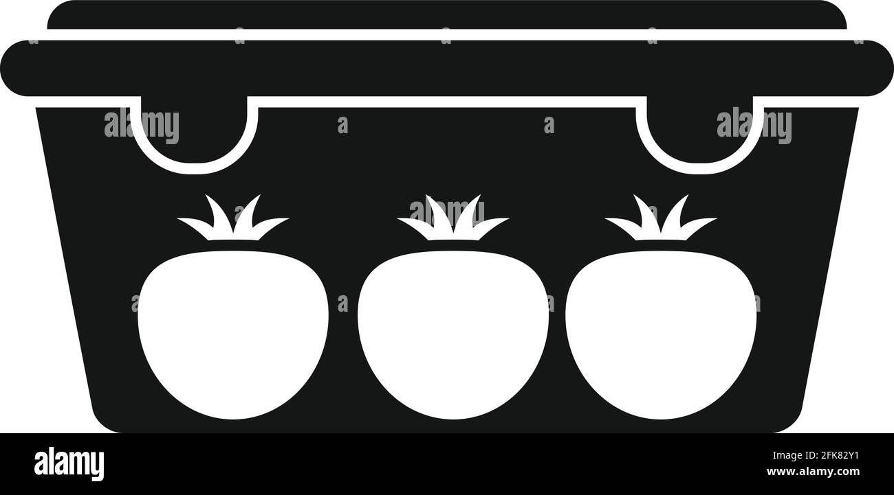 Plastic tomato box icon, simple style Stock Vector