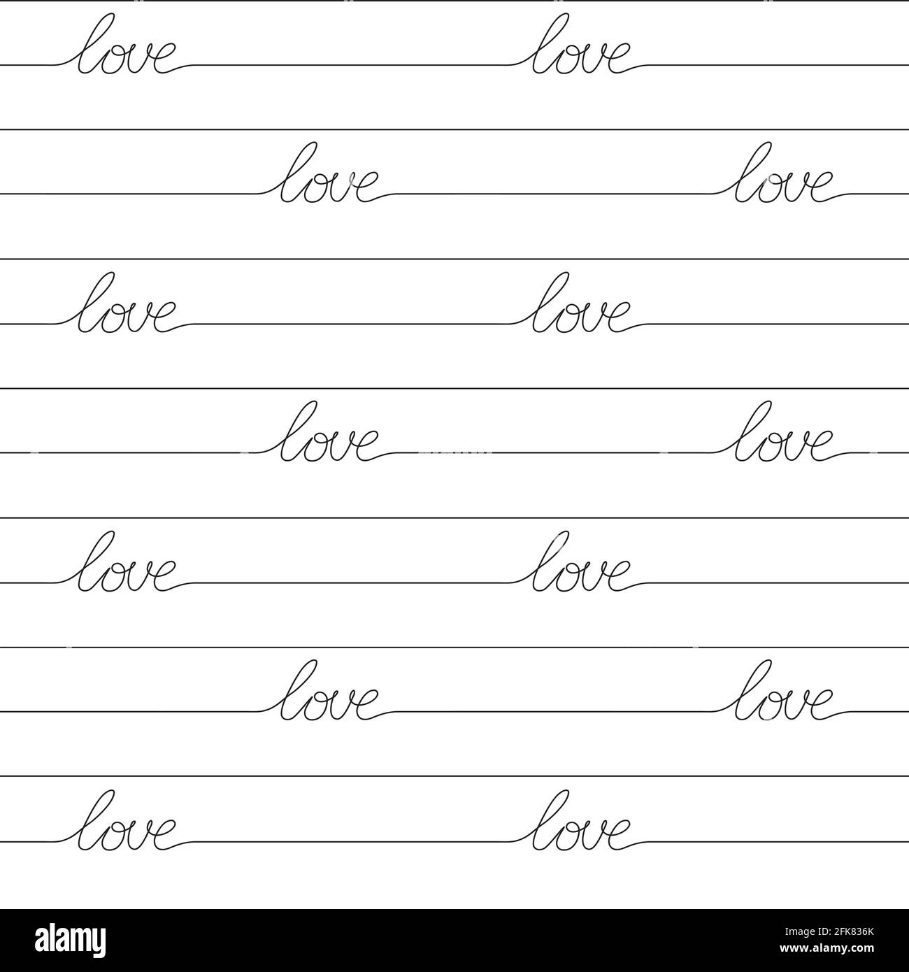 Vector seamless pattern with love lettering on white background Stock Vector