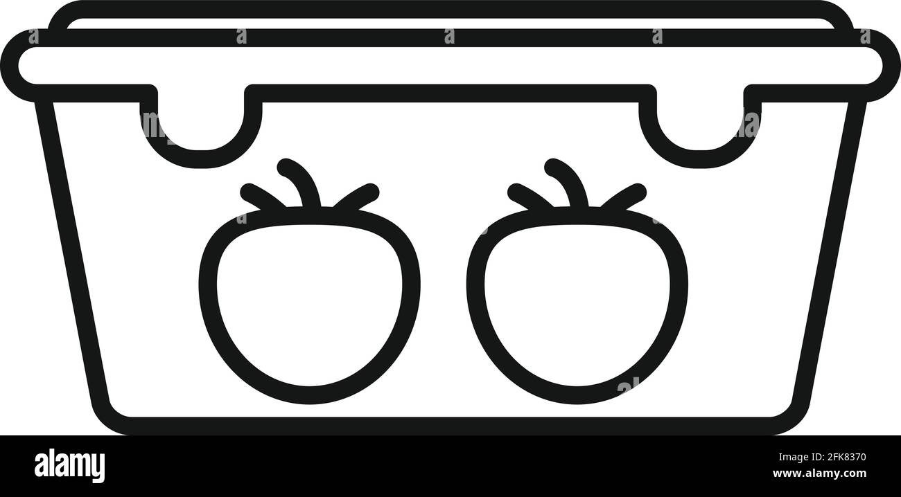 Plastic tomato box icon, outline style Stock Vector