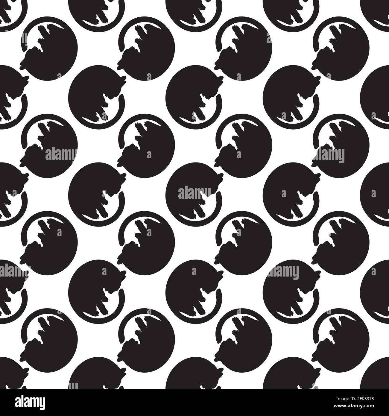 Seamless pattern with black cat silhouette. Vector background Stock ...