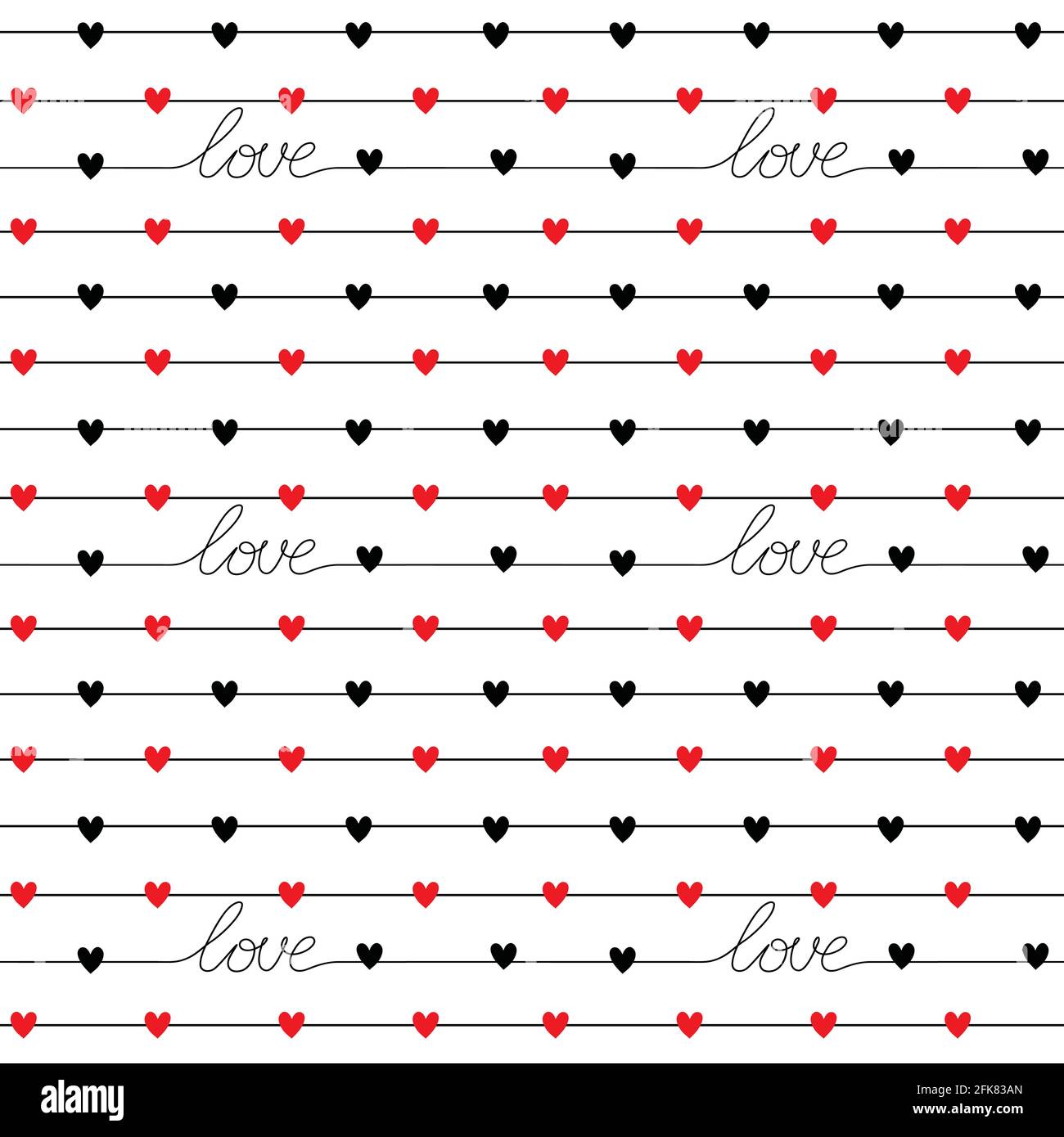 Vector seamless pattern with love lettering on white background Stock Vector