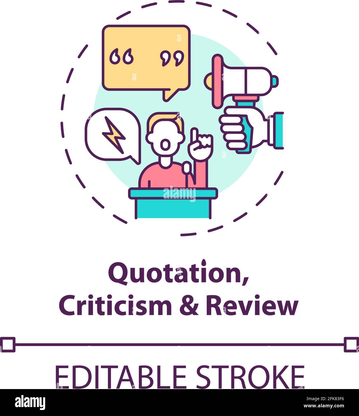 Quotation, criticism and review concept icon Stock Vector Image & Art