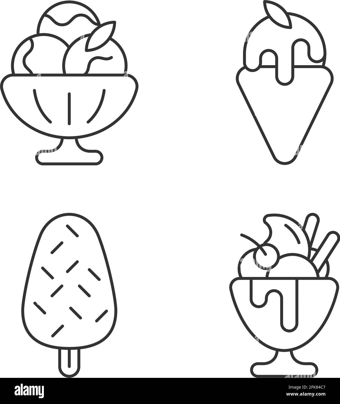 Ice cream varieties linear icons set Stock Vector Image & Art - Alamy