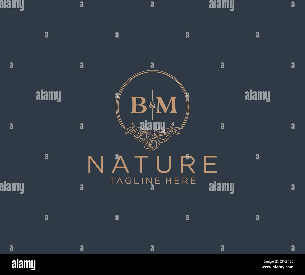 BM letters floral frames. Botanical feminine editable premade monoline ...