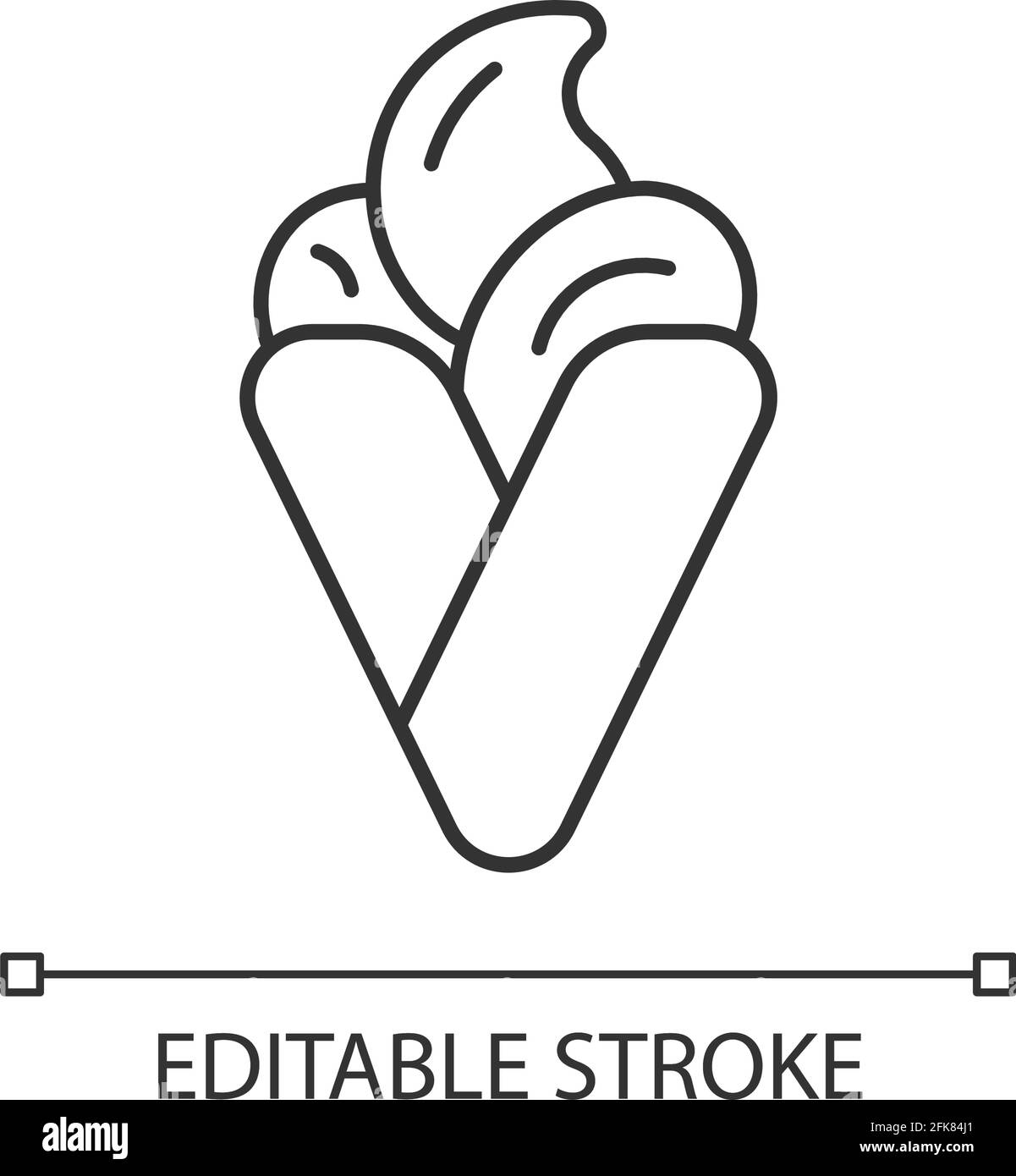 Bubble waffle ice cream linear icon Stock Vector