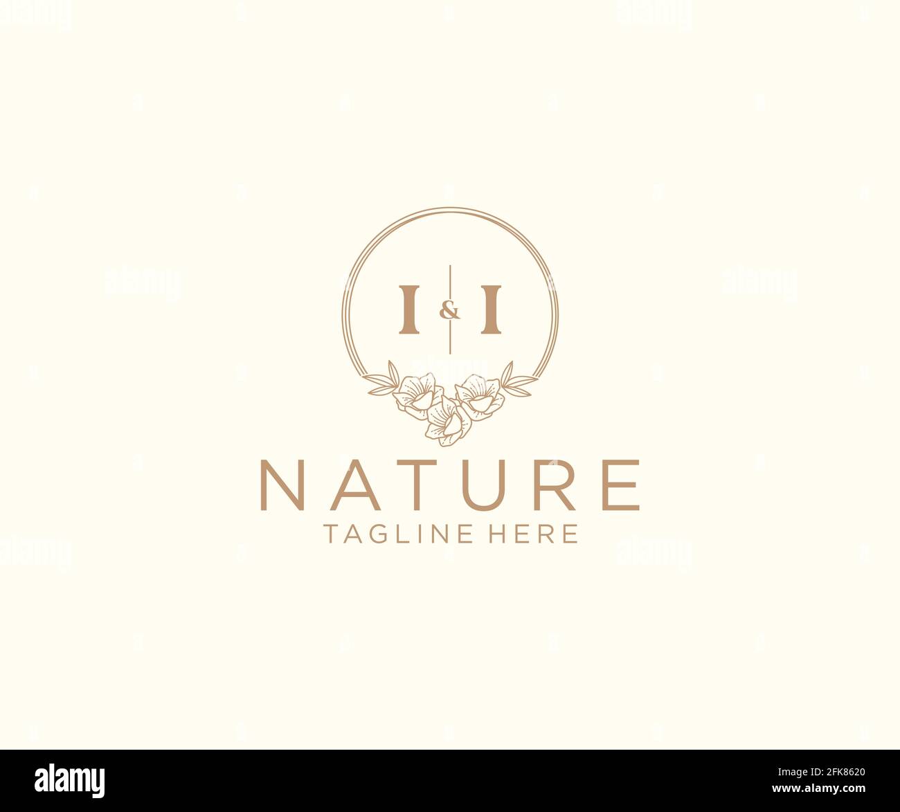 II letters floral frames. Botanical feminine editable premade monoline ...