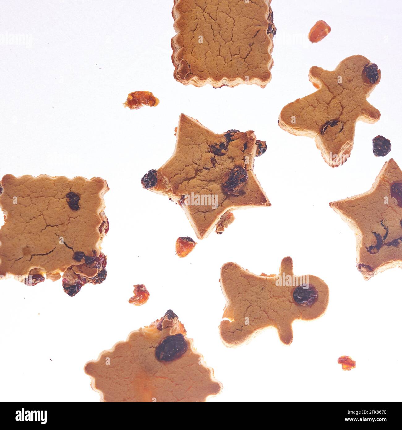 Cookies in different shapes, glutenfree, lactosefree, healthy dessert with dark chocolate and
