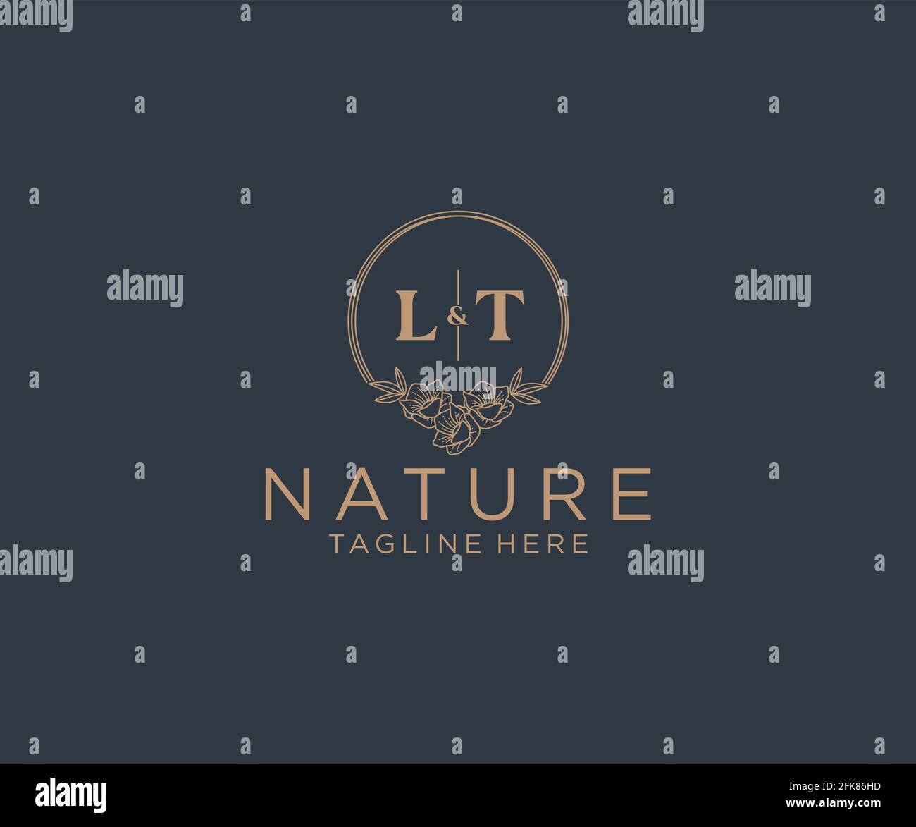 LT letters floral frames. Botanical feminine editable premade monoline ...