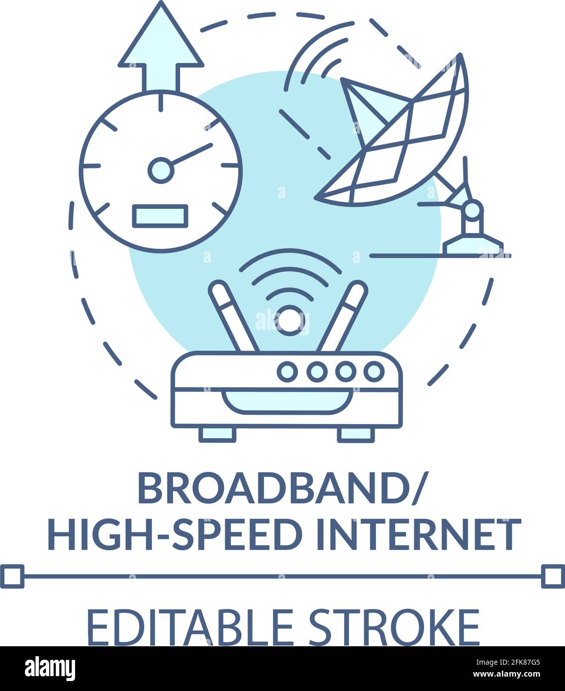 Broadband, high speed internet turquoise concept icon Stock Vector