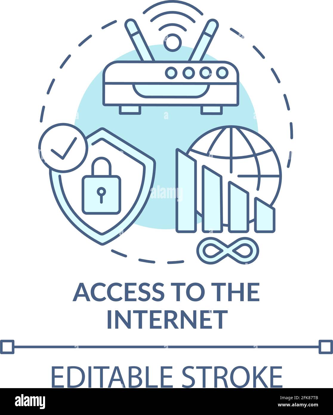 Access to internet turquoise concept icon Stock Vector
