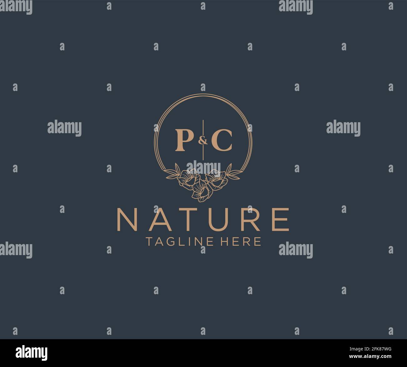 PC letters floral frames. Botanical feminine editable premade monoline ...