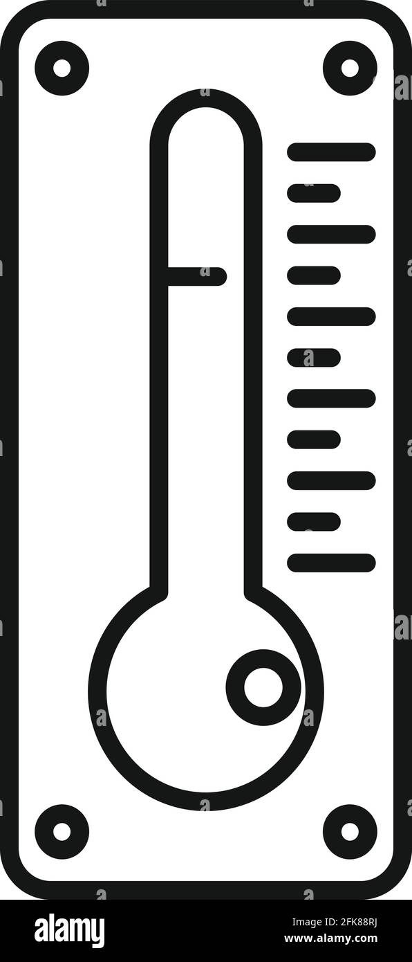 Dry cleaning thermometer icon, outline style Stock Vector