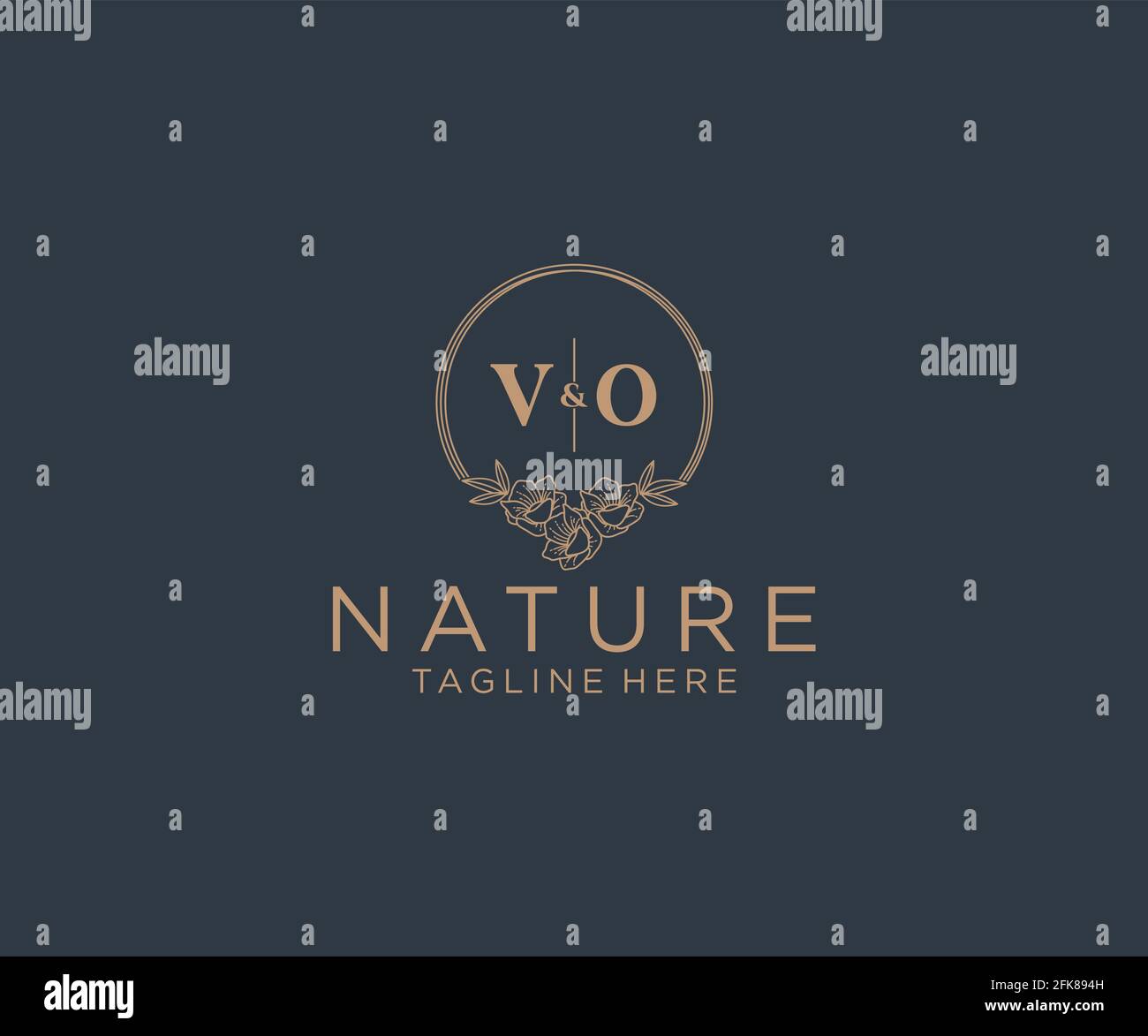 VO letters floral frames. Botanical feminine editable premade monoline ...
