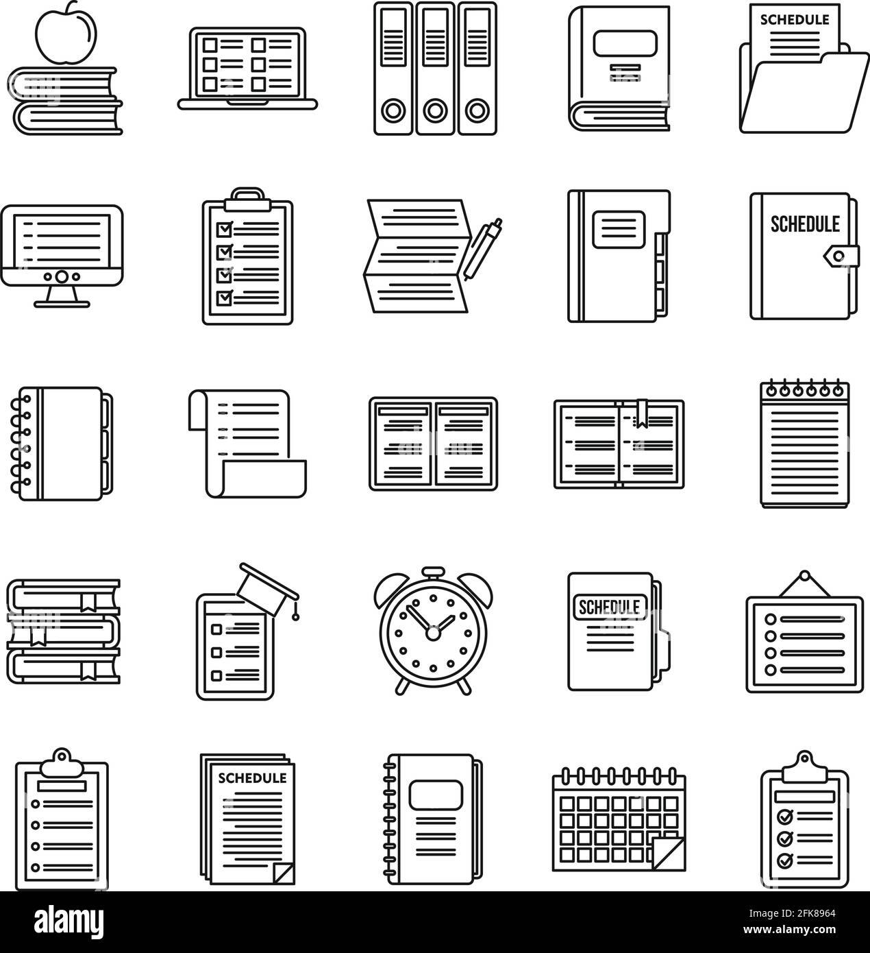 Syllabus week icons set, outline style Stock Vector