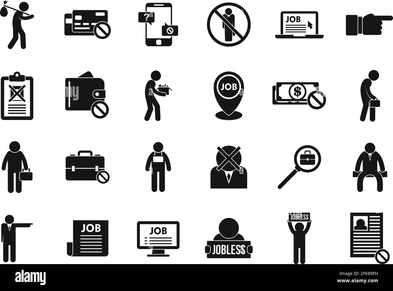 Jobless icons set, simple style Stock Vector