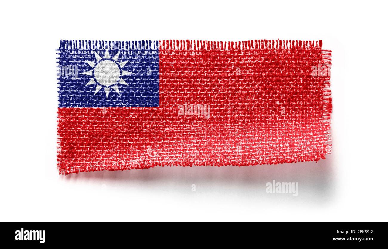 Taiwan flag on a piece of cloth on a white background Stock Photo