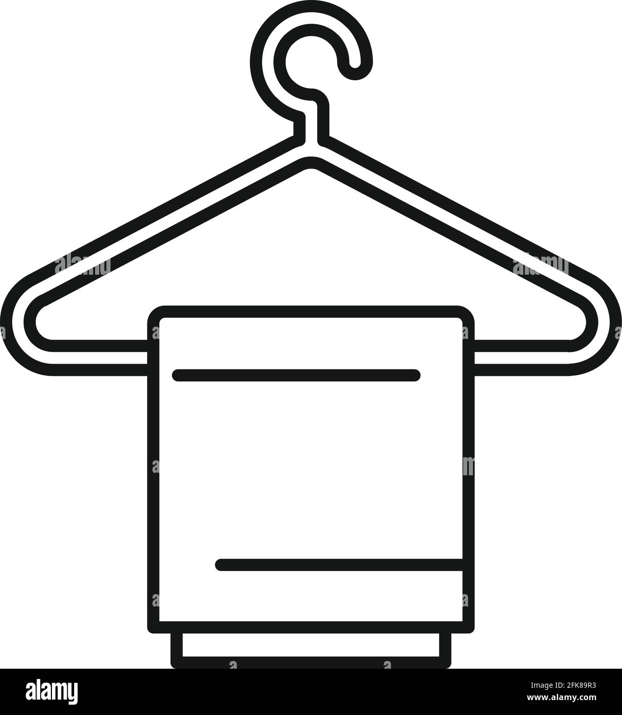Clothes on hanger icon, outline style Stock Vector