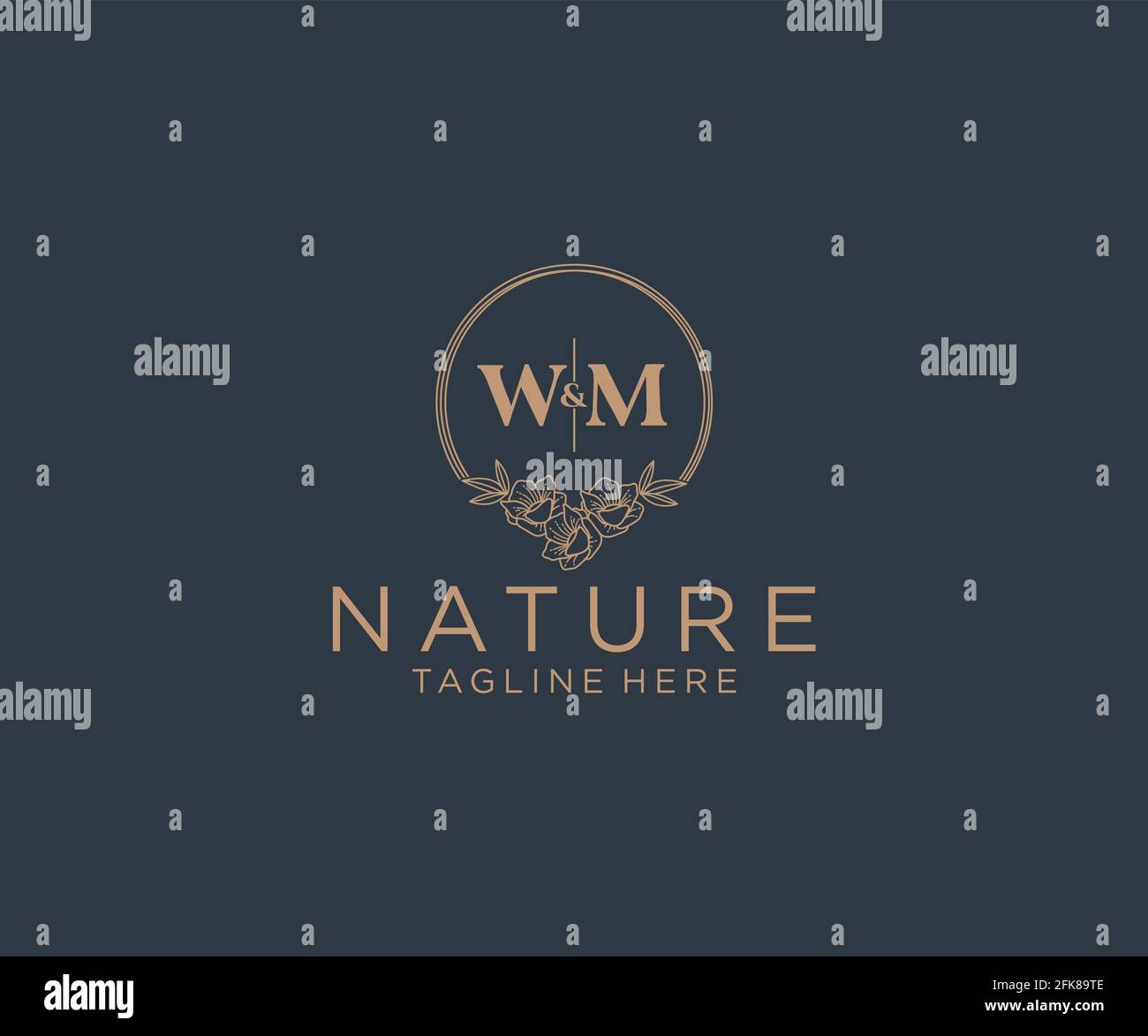 WM letters floral frames. Botanical feminine editable premade monoline ...
