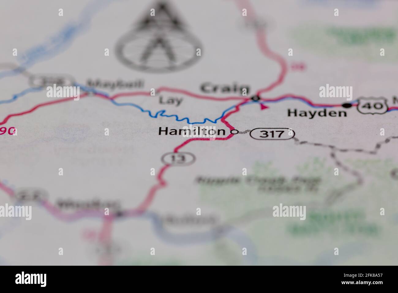 Hamilton Colorado USA shown on a Geography map or road map Stock Photo
