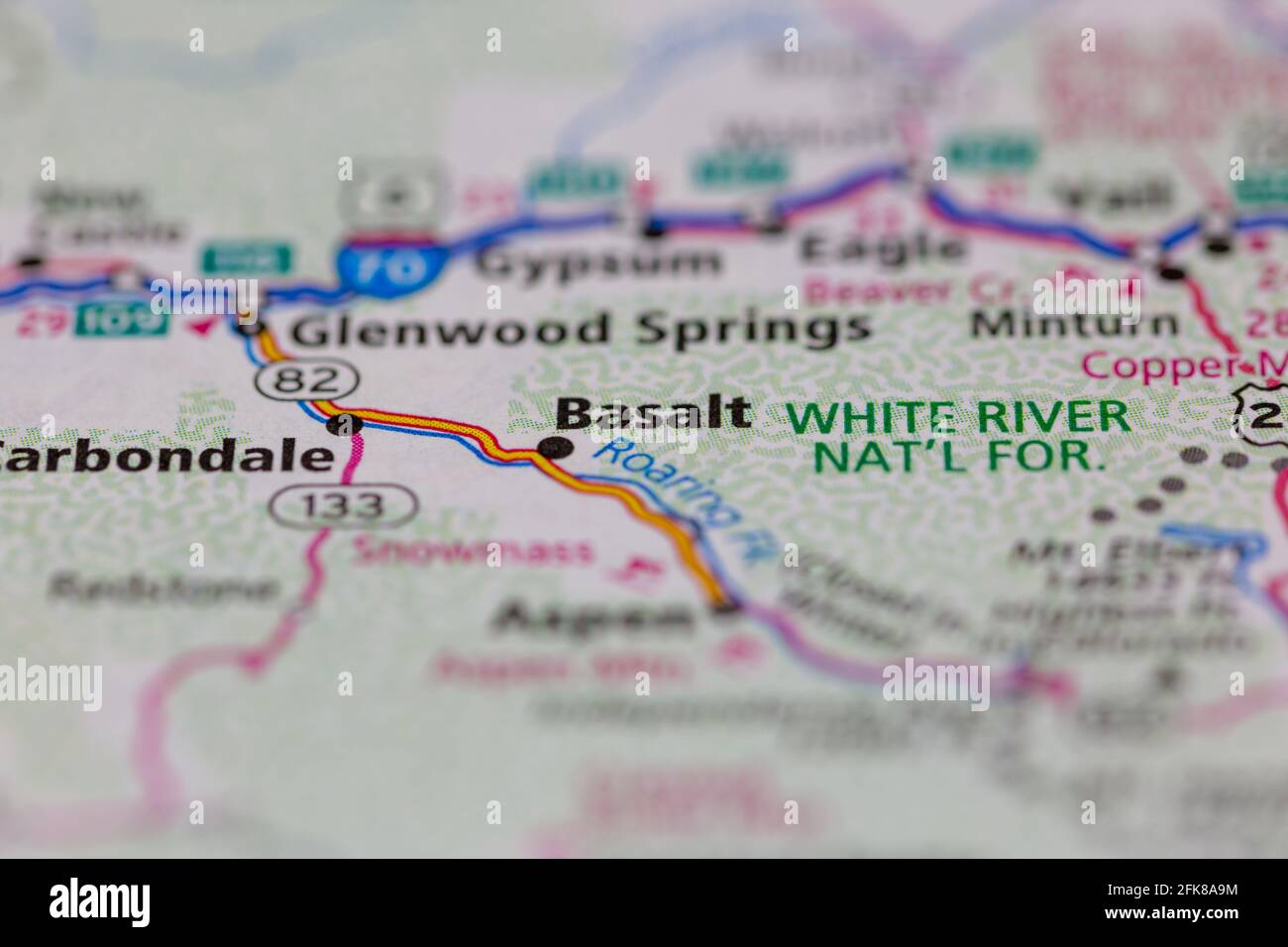 Basalt Colorado USA shown on a Geography map or road map Stock Photo 