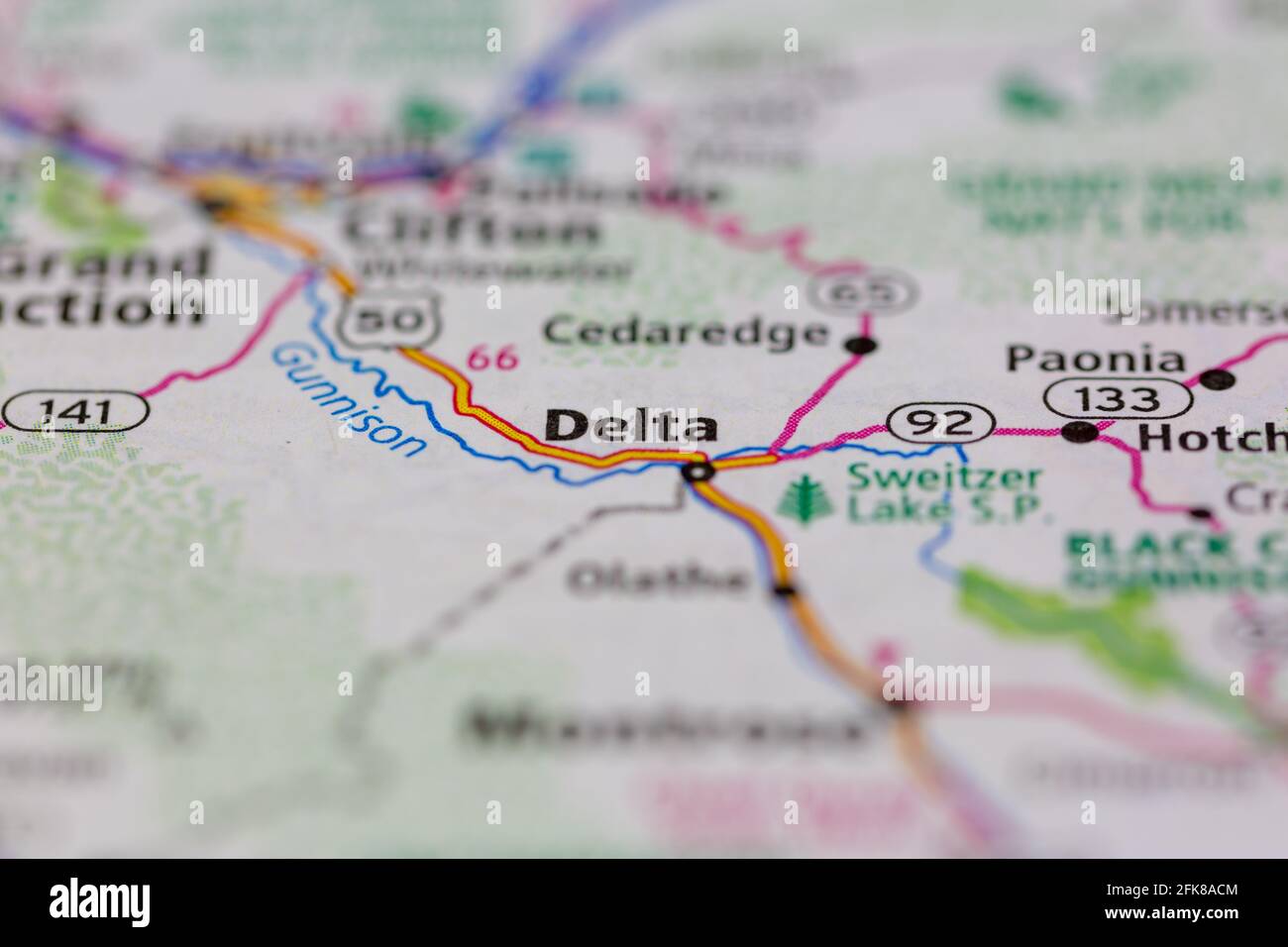 Delta Colorado USA shown on a Geography map or road map Stock Photo
