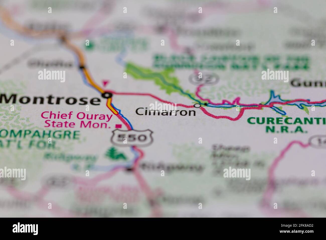 Cimarron Colorado USA shown on a Geography map or road map Stock Photo