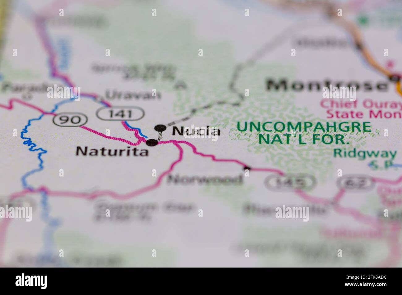Nucla Colorado USA shown on a Geography map or road map Stock Photo Alamy