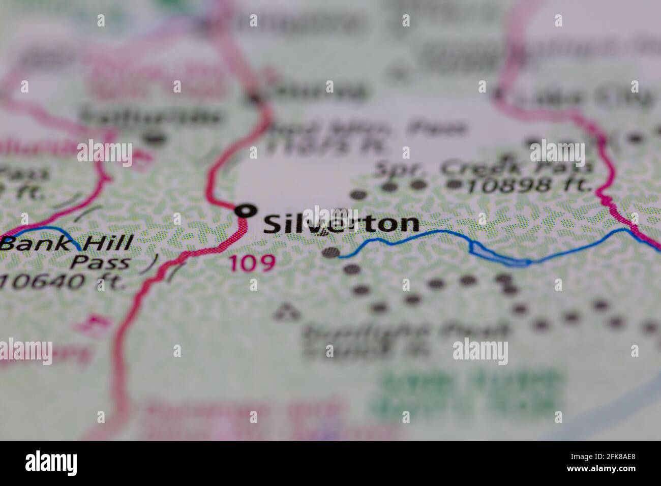 Silverton Colorado USA shown on a Geography map or road map Stock Photo 