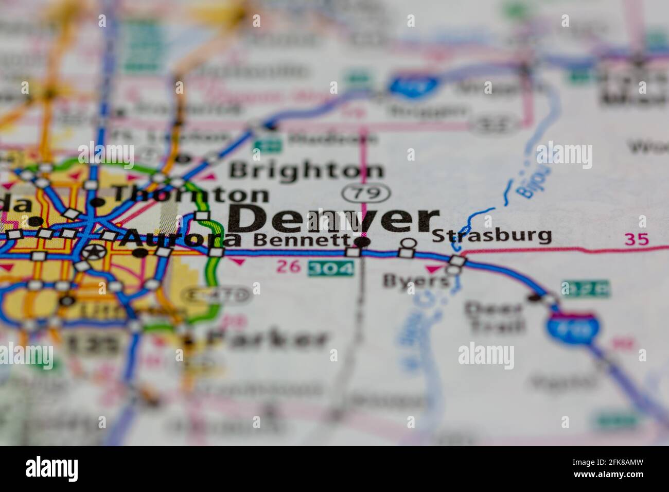 Denver Colorado USA shown on a Geography map or road map Stock Photo