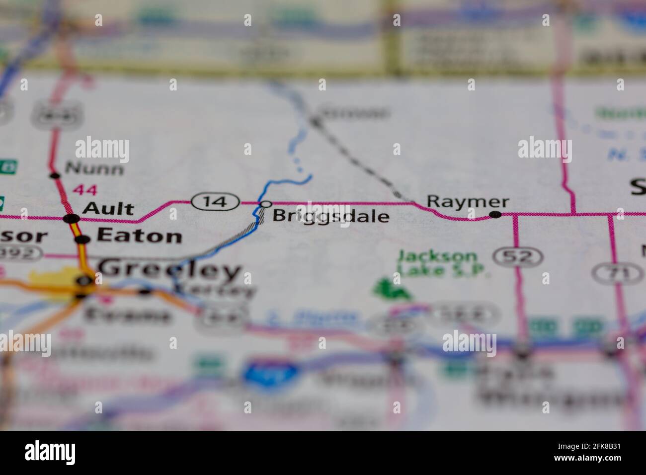 Briggsdale Colorado USA shown on a Geography map or road map Stock