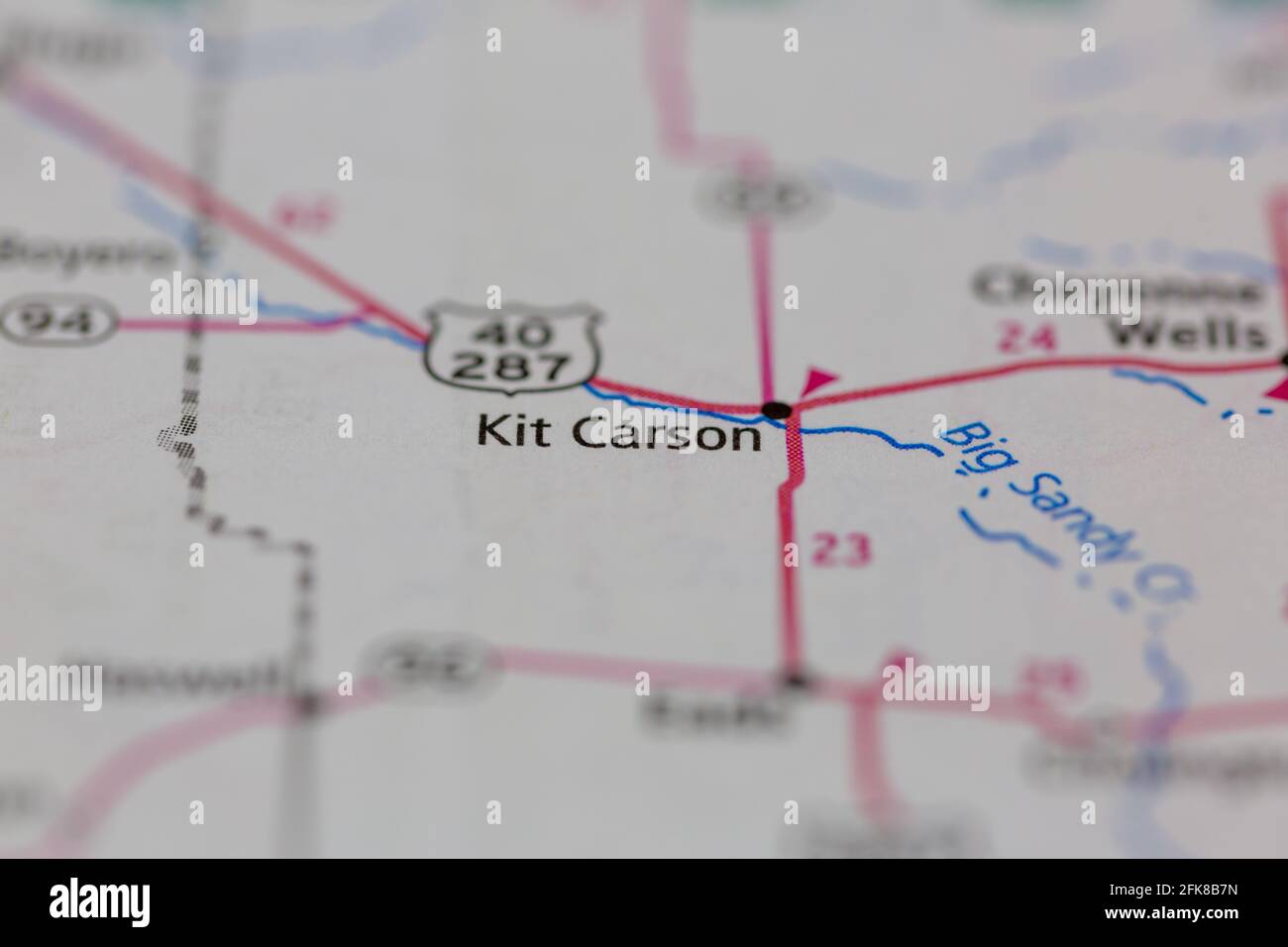 Kit Carson Colorado USA shown on a Geography map or road map Stock Photo