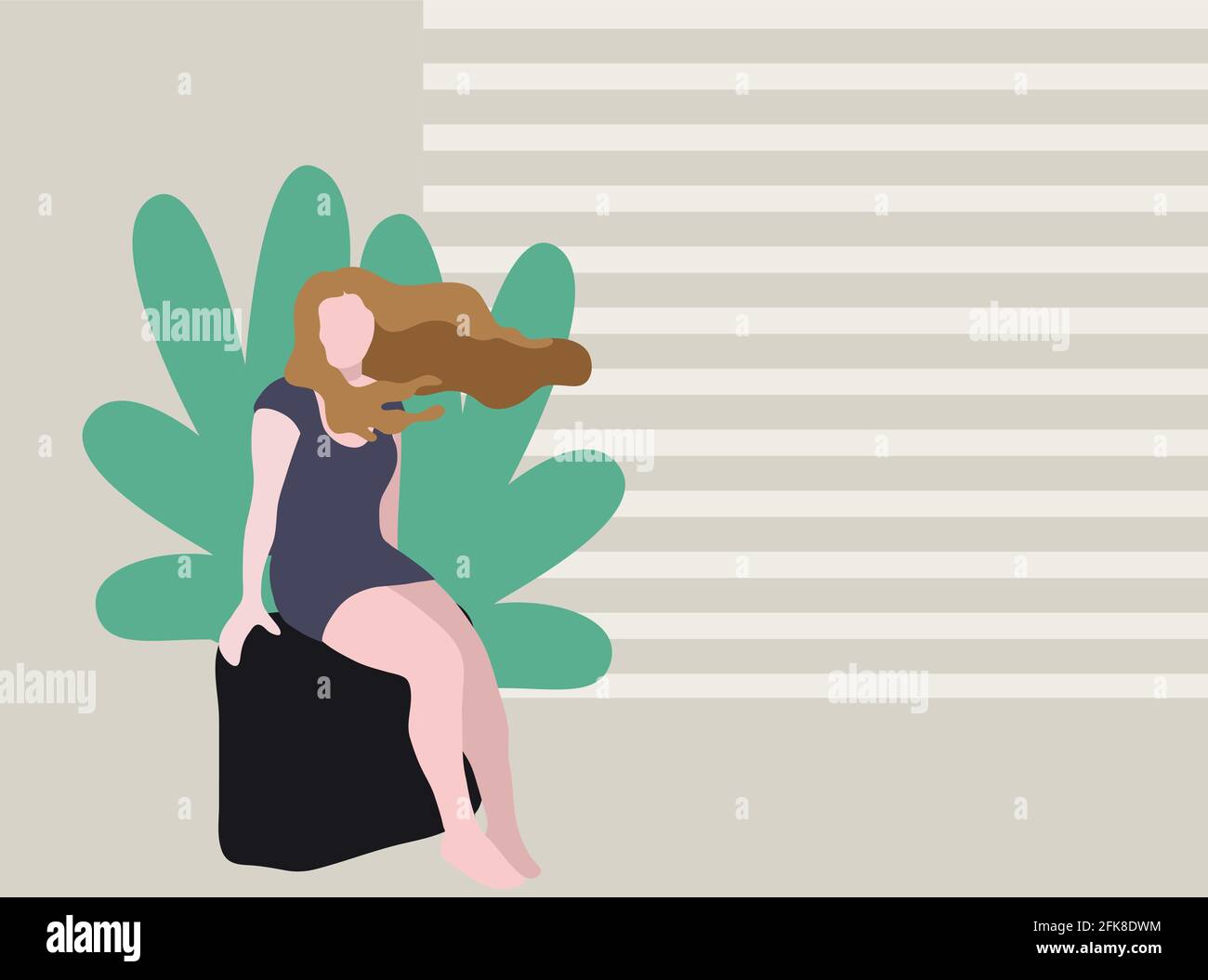 Woman sitting on top of a suitcase flat vector illustration Stock ...