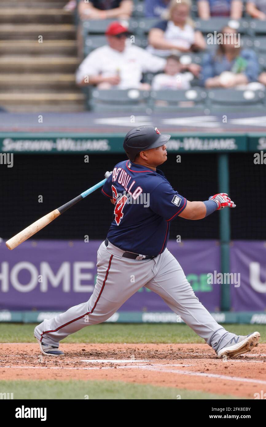 CLEVELAND, OH - APRIL 28: Willians Astudillo (64) of the Minnesota Twins  looks up after hitting a solo home run in the third inning of a game  against Stock Photo - Alamy