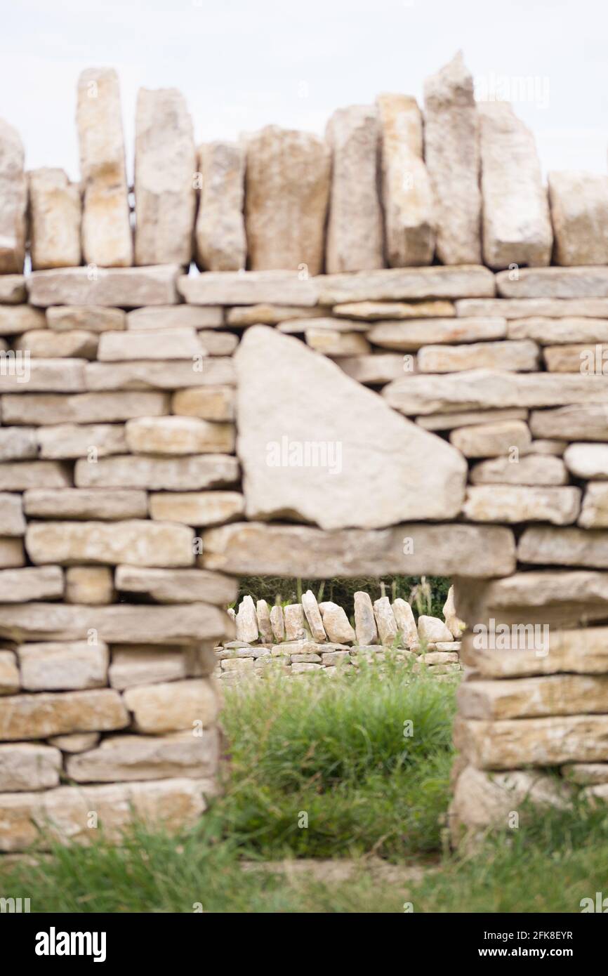 Traditional dry stone wall. Dorset, UK. Stock Photo