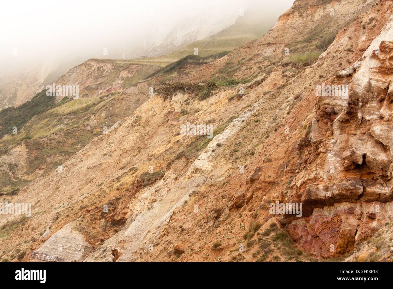 Eroded cliffs at Worbarrow Bay on the Jurassic Coast. Dorset, UK. Stock Photo