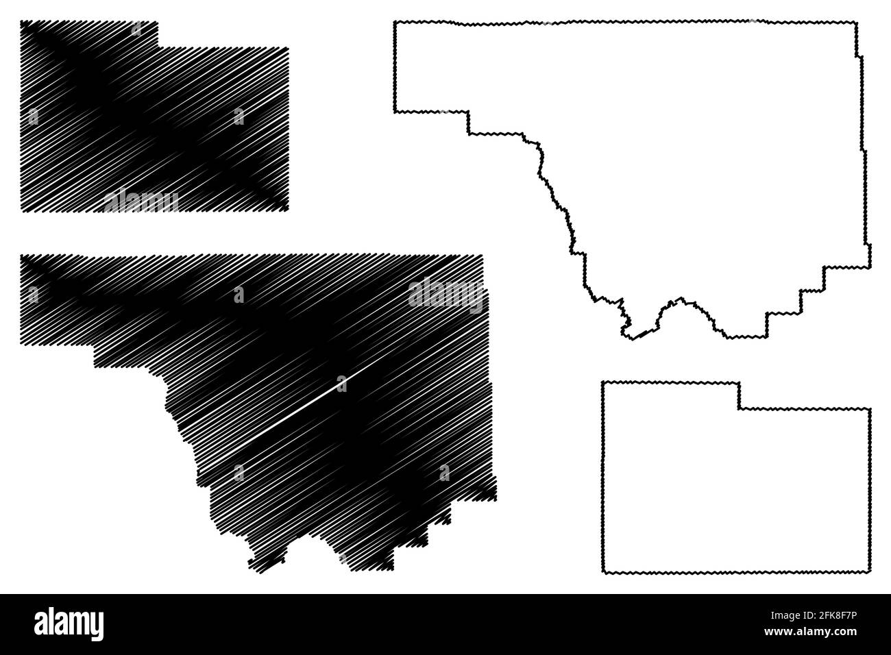 Park and Laramie County, State of Wyoming (U.S. county, United States of America, US) map vector illustration, scribble sketch map Stock Vector