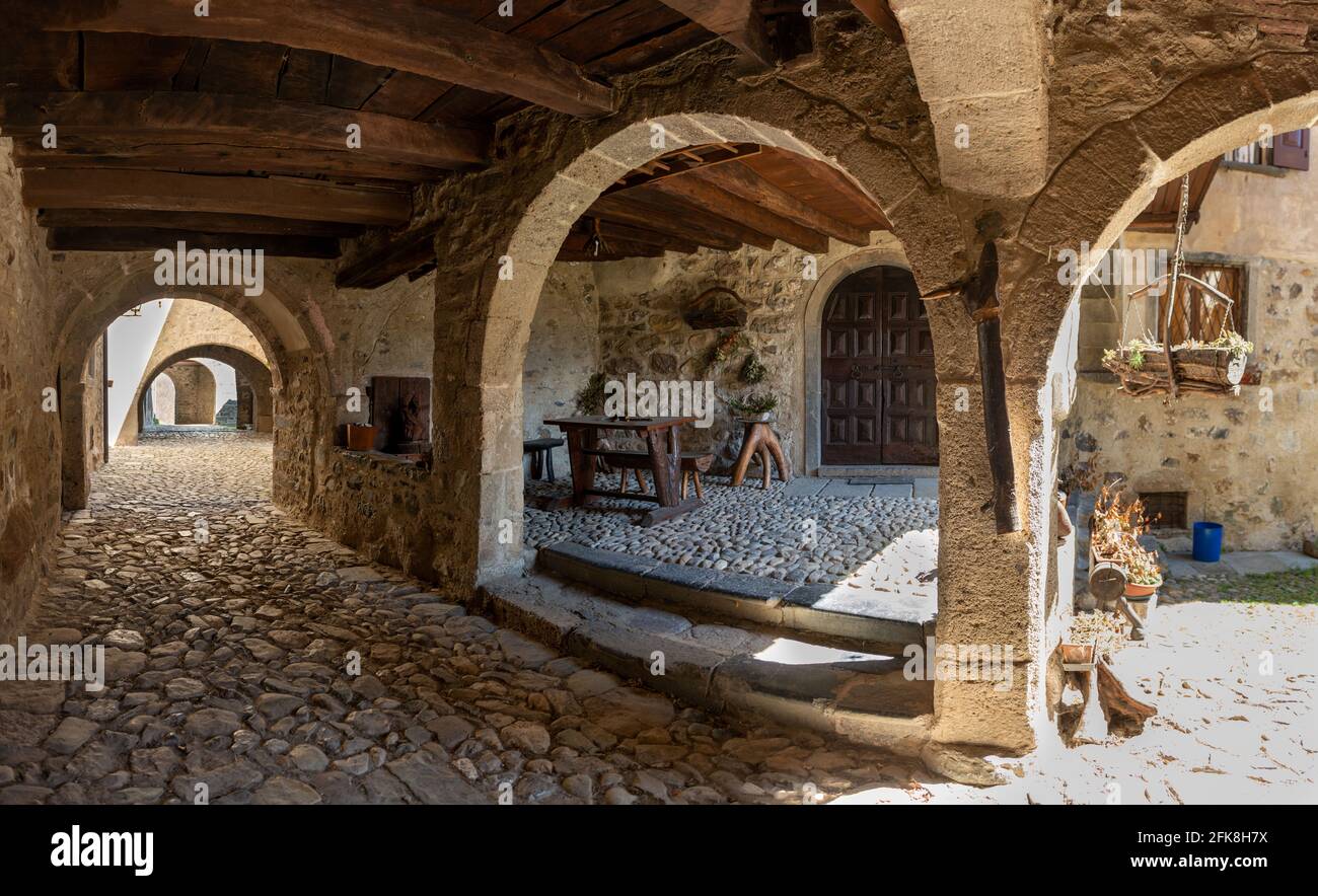 Arches in the ancient medieval village of camerata cornello Stock Photo