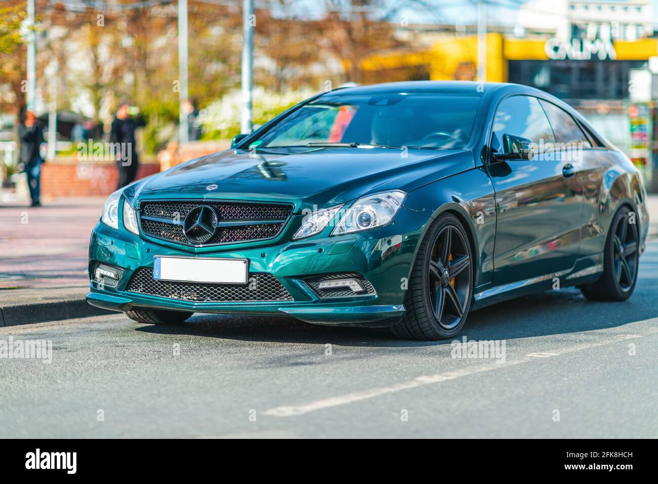 HANOVER / GERMANY - APRIL 25, 2021: Mercedes Benz E Class Coupe stands on a street in Hanover. Stock Photo
