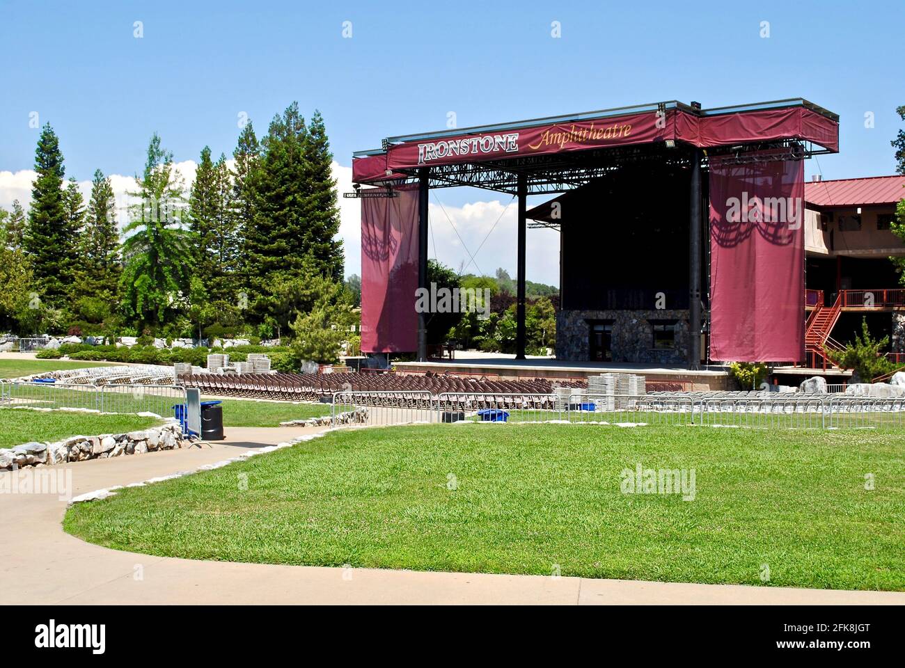 Murphys, California: Ironstone Vineyards amphitheater. An five-tier, outdoor amphitheatre and destination for concerts and annual events. Stock Photo