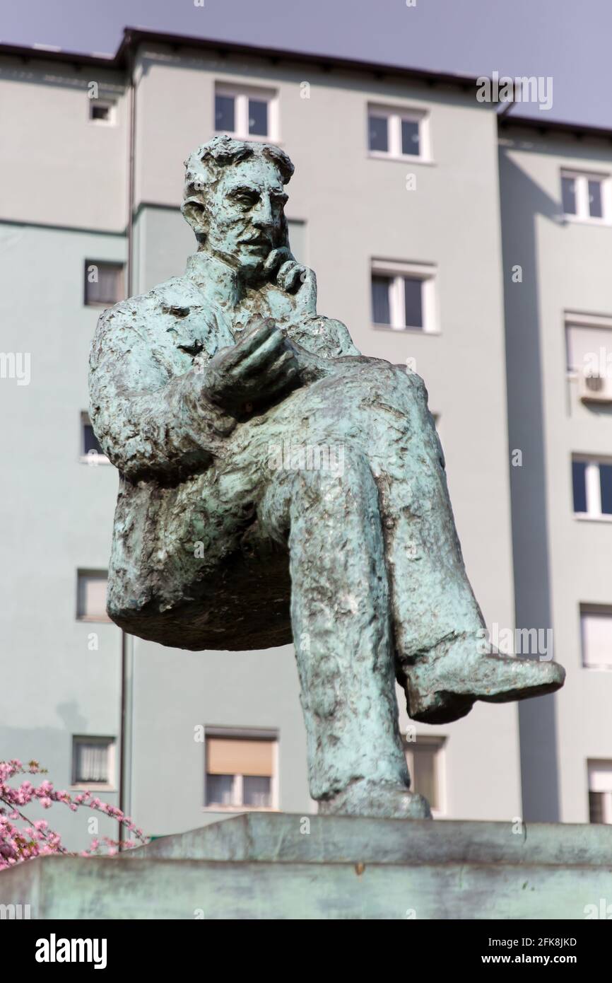 APATIN - Statue of Nicola Tesla Stock Photo