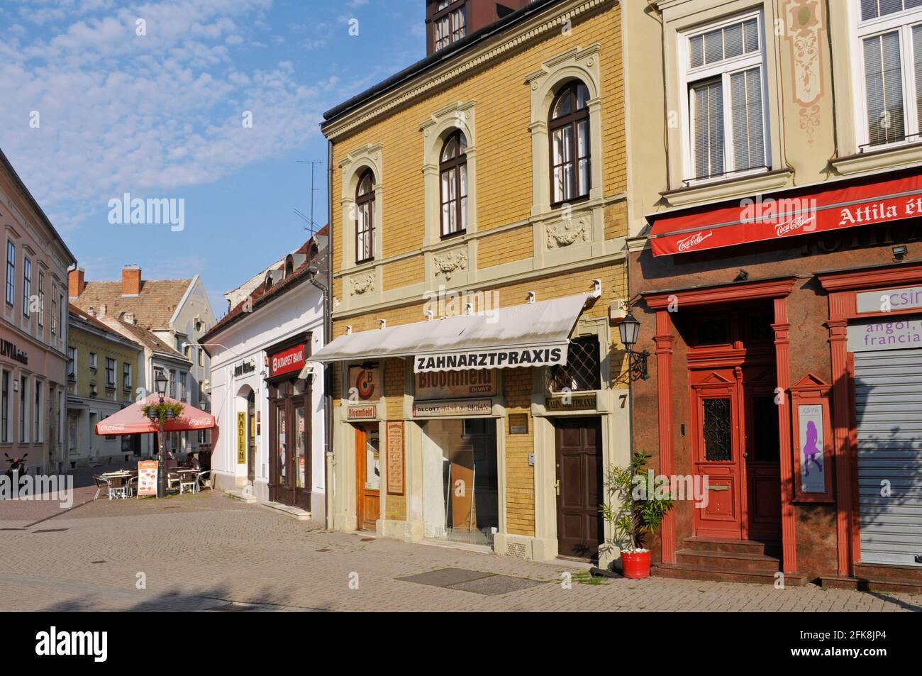 a street in the old town of Sopron, Hungary Stock Photo