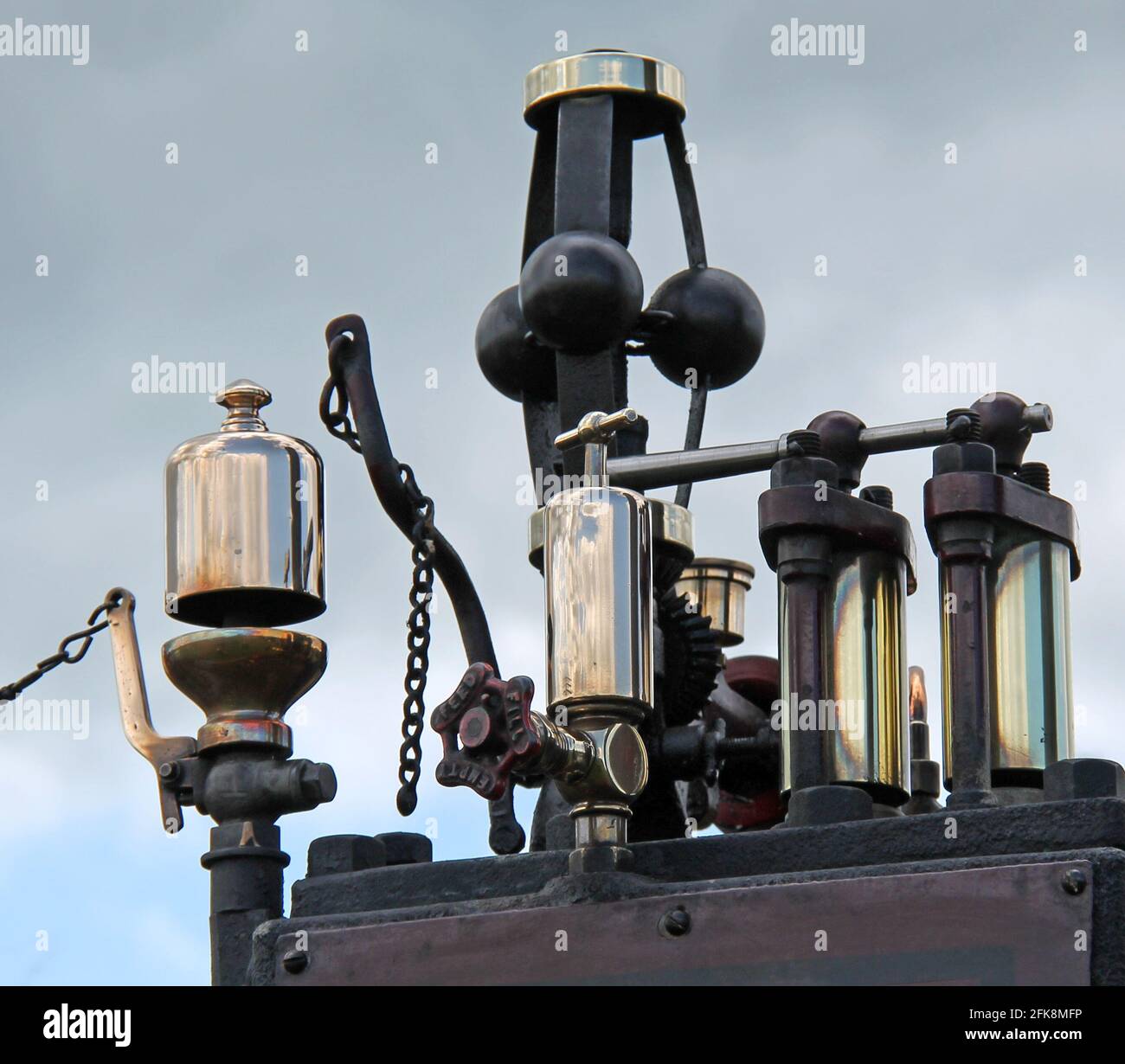 The Controls and Whistle of a Vintage Traction Engine Stock Photo - Alamy