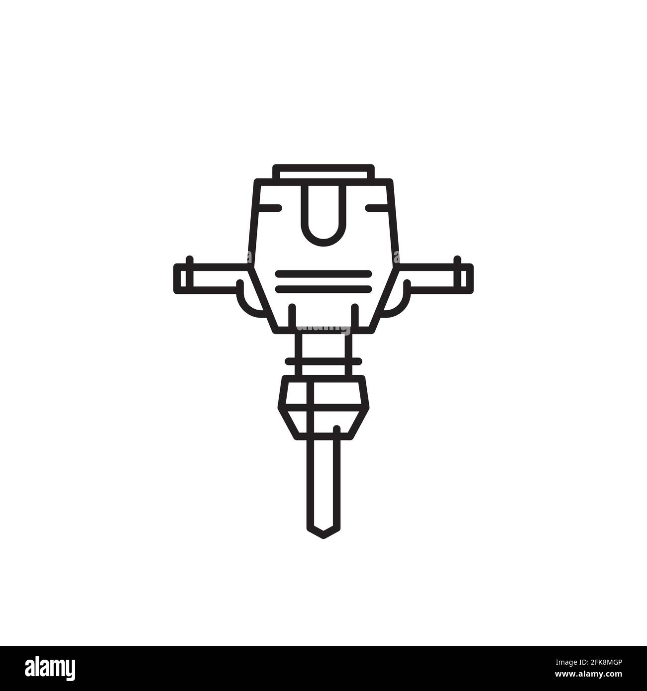 jackhammer line icon on white, vector art Stock Vector