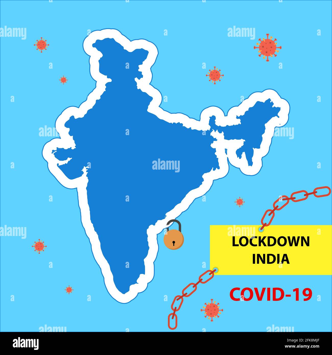 Complete Lockdown in India against Covid-19 CoronaVirus. People stay at home for 21 days to protect themselves and society. India against Novel Corona Stock Vector